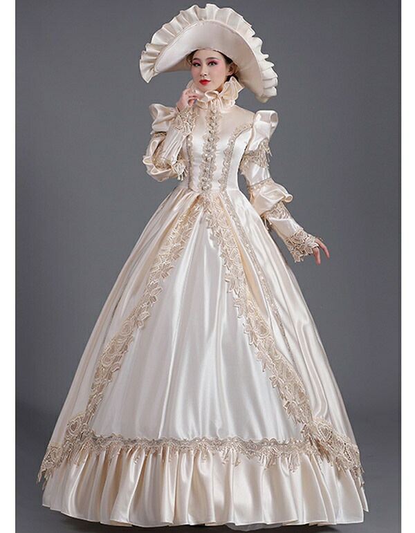 ステージ 撮影 ロングドレス 中世ヨーロッパ 舞台衣装 帽子付き お姫様ドレス ロングドレス 貴族風 Aライン ラフカラー 貴婦人 貴族ドレス イベント衣装 帽子付き 貴族風 ステージ 貴族風 貴族ドレス 演奏会 プリンセスライン コスプレ 声楽 舞台衣装 お姫様ドレス