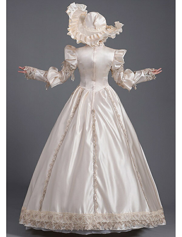 ロングドレス 貴族ドレス お姫様ドレス 中世ヨーロッパ ステージ 貴婦人 ラフカラー 帽子付き 演奏会 舞台衣装 貴族風 イベント衣装 声楽 オペラ イベント プリンセスライン ワンピース 撮影 コスプレ Aライン フリル シャンパン S M L Xl Butlerchimneys Com