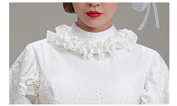 バーゲンで 声楽 舞台衣装 演奏会 髪飾り付き ハイネック スタンドカラー ラフカラー 貴婦人 衣装 サーキュラーカフス ステージ 中世ヨーロッパ お姫様ドレス ロングドレス オペラ Xl L M S ホワイト コスプレ 結婚式 お色直し 撮影 ワンピース プリンセスライン イベント