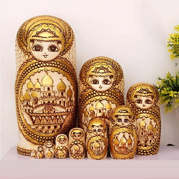 人形 民芸品 マトリョーシカ ロシア 土産物 手作り人形 手描き オブジェ 10個組30cm インテリア雑貨 洋風 ギフト プレゼント 北欧雑貨 伝統工芸 おもちゃ 飾り 誕生日 キッズ 子供 部屋 ハロウィン クリスマス