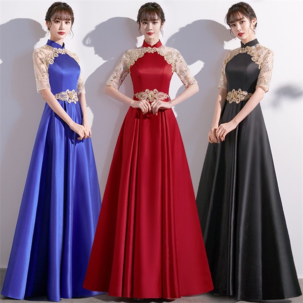ロングドレス イブニングドレス スパンコール 発表会Aライン 五分袖ドレス 衣装30代 40代 50代 60代 パーティー ミセス 演奏会用ドレス ピアノ 合唱 披露宴 お呼ばれ 結婚 全4色 XS~3XLグローリーパーク｜パーティードレス通販 GloryPark