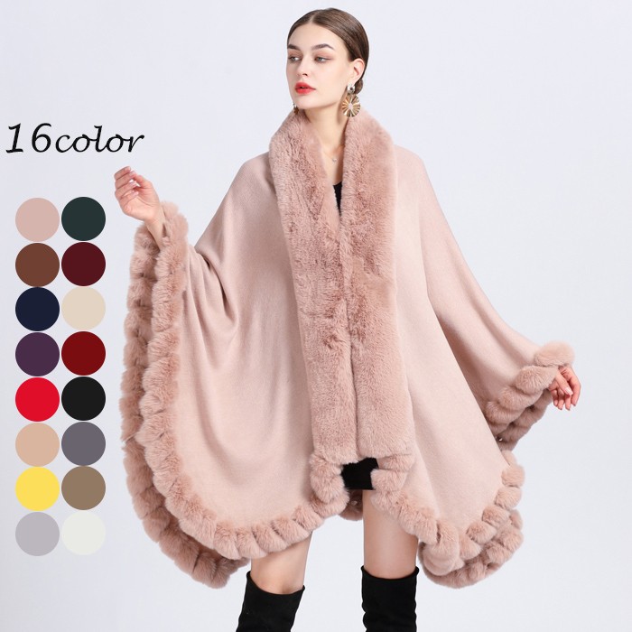 希少品✨ヴァレンティノ チンチラファー ポンチョ ケープコート 裏地総柄 k6166zb_1.jpg