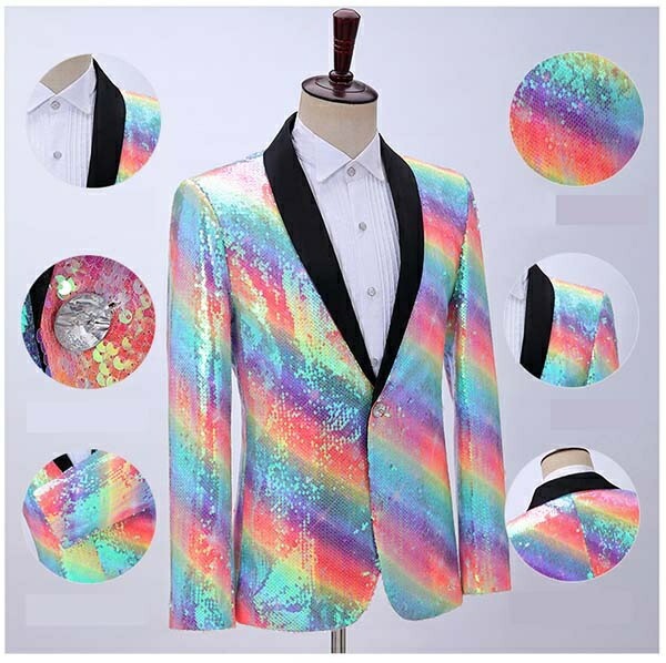 新作人気 ジャケット メンズ ステージ衣装 演出服 スパンコール 虹色 レインボー カラフル キラキラ 個性的 カラオケ大会 ダンス 衣装 王子様 貴公子 大人 演奏会 男性 アイドル 演劇 オペラ 声楽 コスプレ イベント 忘年会 新年会 学園祭 ハロウィン M L Xl