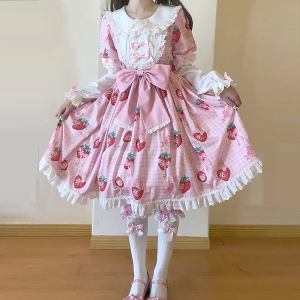 ロリータ 上下セット スカート可愛い お姫様 Lolita ロリータ服 和風 リボン イチゴ柄 刺繍 可愛い アイドル衣装 コスチューム コスプレ衣装 プリグローリーパーク｜パーティードレス通販 GloryPark