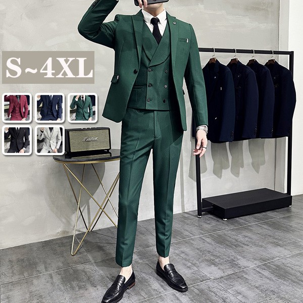 楽天市場】メンズスーツ ビジネススーツ 3点セット スリーピース
