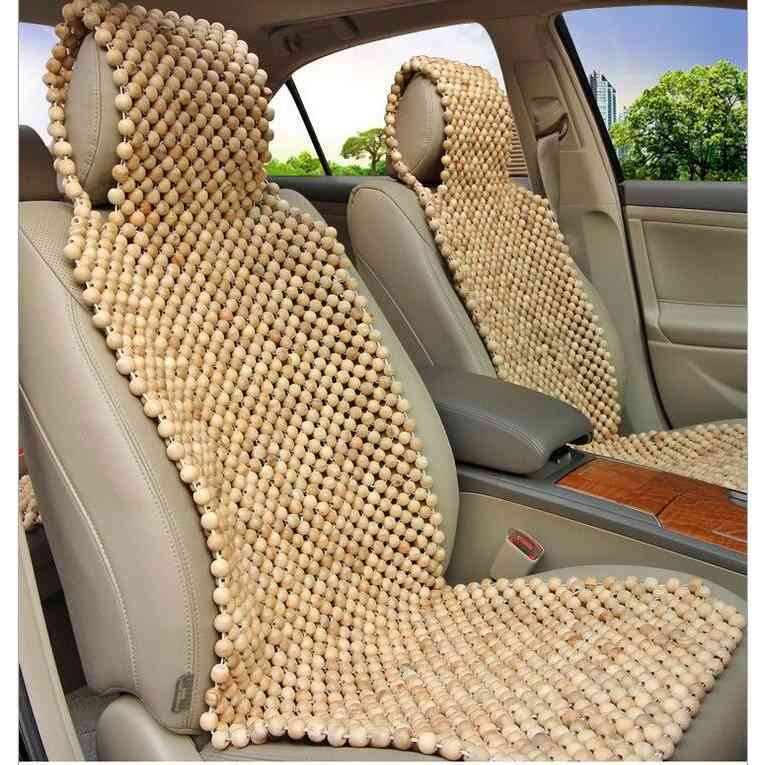 香樟木製ビーズシートカバー カリン 普通車フロント用1枚 ベトナム 車 木素材♪お車用の快適シートです ソファクッション 香樟木製ビーズシートカバー 前席用画像