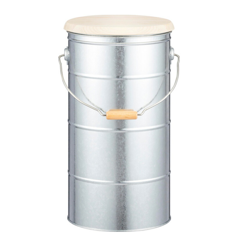 【OBAKETSU/オバケツ】米びつ缶 ライスストッカー 10kg ひのきフタ しろがね色  (百貨店SALE継続期間中PTUP)