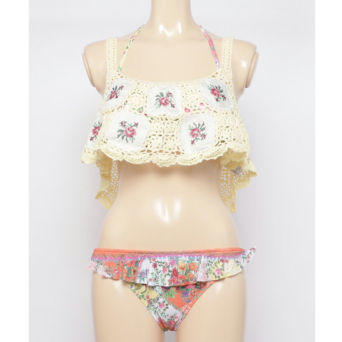 楽天市場 水着 レディース クロスステッチ刺繍クロッシェ パッチワークフラワー 3点セット水着 Gmj Active Wear Shop 楽天市場店