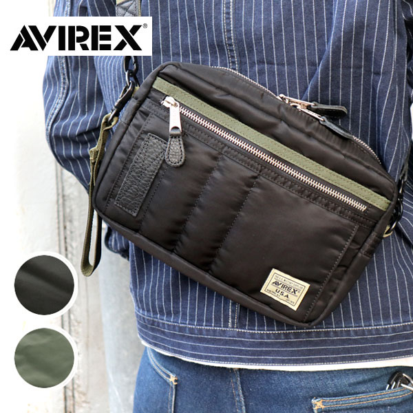 AVIREX アヴィレックス [ 783-4976003 783-4976009 ] FLIGHT NYLON BOX SHOULDER BAG フライト ナイロン ボックス ショルダーバッグ ポーチ ストラップ付 ブラック セージ アビレックス MA1 メンズ レディース