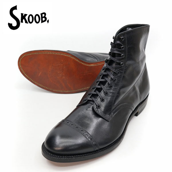 SKOOB OKG-003 スクーブ 年寄りのカンガルー 6in OLD KANGAROO\u0027S 6INCH 黒いこと なめし革ブーツ アメカジ ミリタリー ストレートチップブーツ Dワイズ好いかげんに
