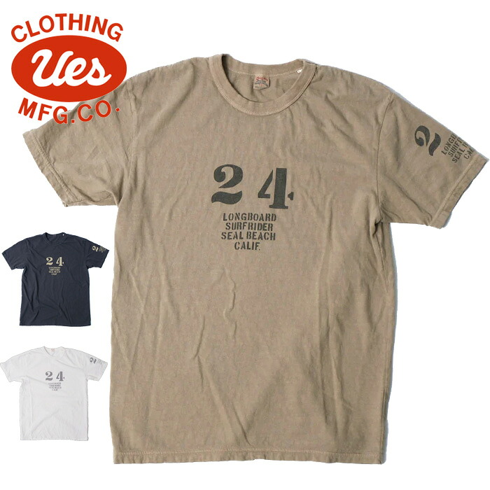 【メール便で発送】 UES（ウエス）UES ナンバリング Tシャツ [ 652603 ] UES プリントTシャツ 【ベージュカーキ、ブラック、ホワイト】 ウェス 半袖Tシャツ アメカジ 日本製 綿100％ ウエスクロージング 正規店｜ＧＭＭＳＴＯＲＥ