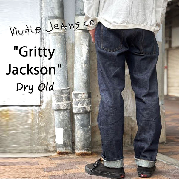 NUDIE JEANS ヌーディージーンズ GRITTY JACKSON グリッティージャクソン Dry Old 素っ気ない 年寄りの  99161-1243 SKU#114493 GRITTYJACKSON ヌーディージーンズ ユニ一発やる 14.15薬局衡オンス リジッドデニム レングス32