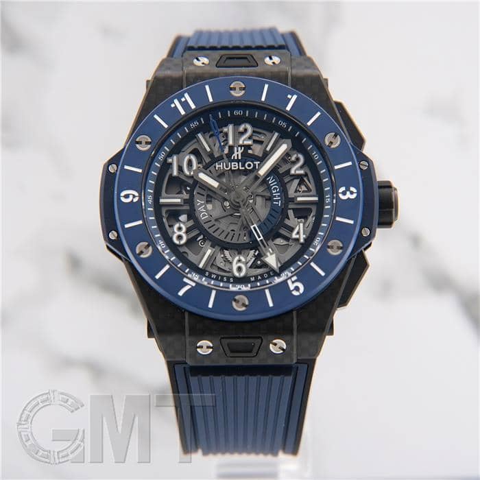 ウブロ ビックバン ウニコ GMT カーボン ブルーセラミック 471.QL.7127.RX 付属品完品 HUBLOT 中古 メンズ 腕時計 送料無料