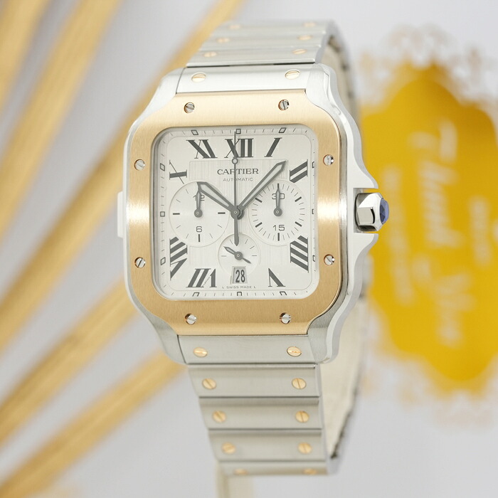 【60回払いまで金利0%】カルティエ サントス ドゥ カルティエ クロノグラフ ウォッチ W2SA0008 付属品完品 CARTIER 中古メンズ 腕時計 送料無料｜GMT