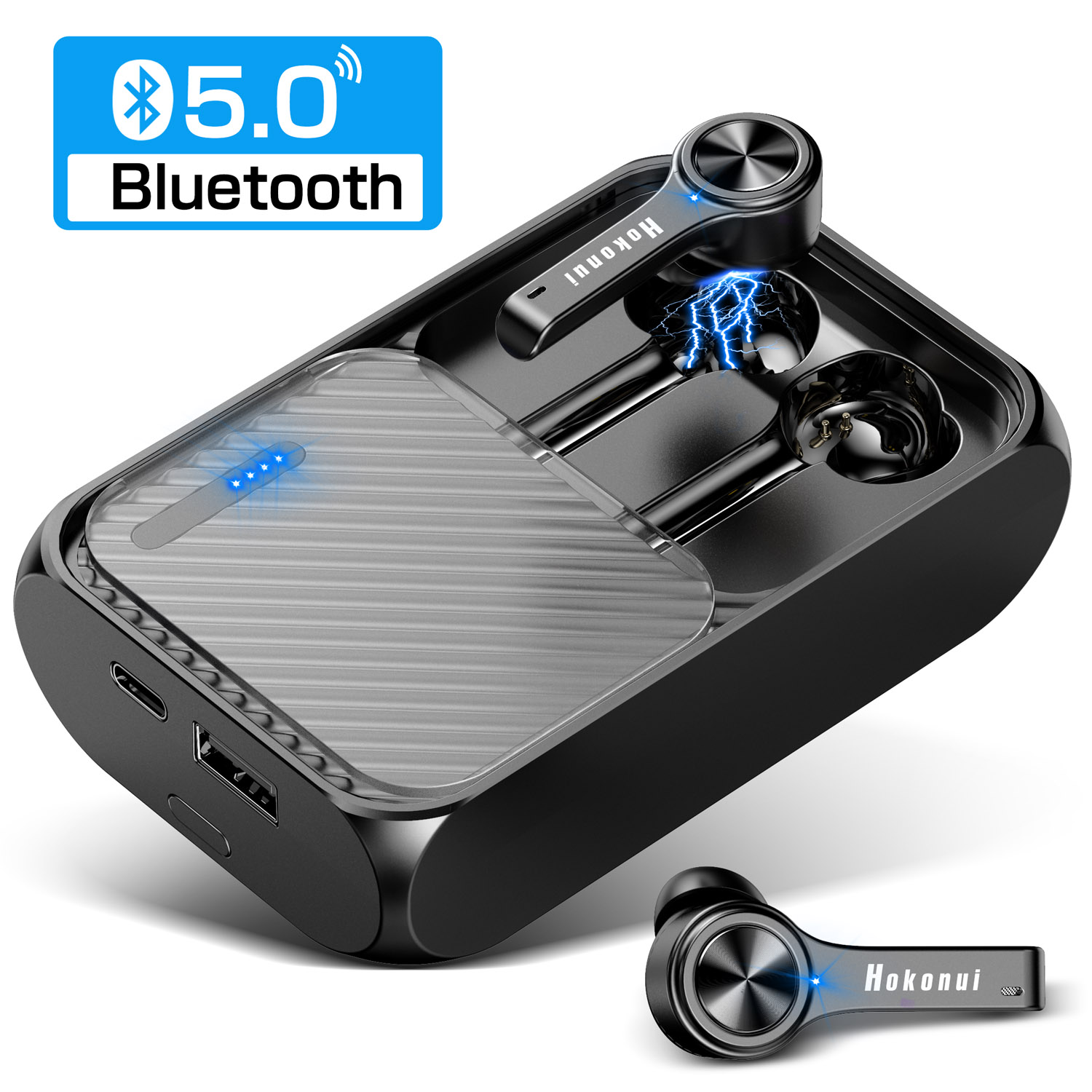 完全ワイヤレスイヤホン 自動接続 Bluetooth5.0 両耳 片耳 高音質 新到着 ヘッドホン 指紋タッチ操作 5000mAh大容量 モバイルバッテリ bluetooth Android IPX7防水 Siri対応 マイク内蔵 通話 Windows対応 iPhone 保障できる マグネット イヤホン 防汗