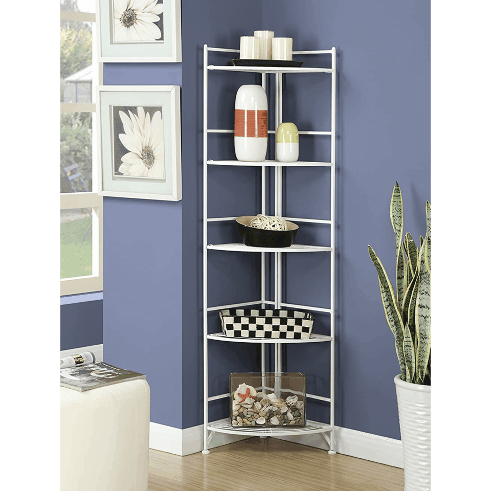 アンティーク　飾り棚　コーナー家具 輸入家具 コーナーラック アイアン ホワイト アンティーク風