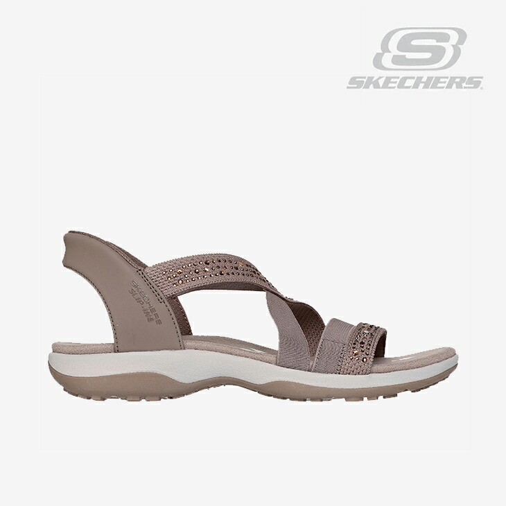 ・SKECHERS｜W Slip-Ins Reggae Slim Summer Sparkle Sandal/ スケッチャーズ/スリップインズ レゲエ か細い 炎節 スパークル サンダル/モカ #