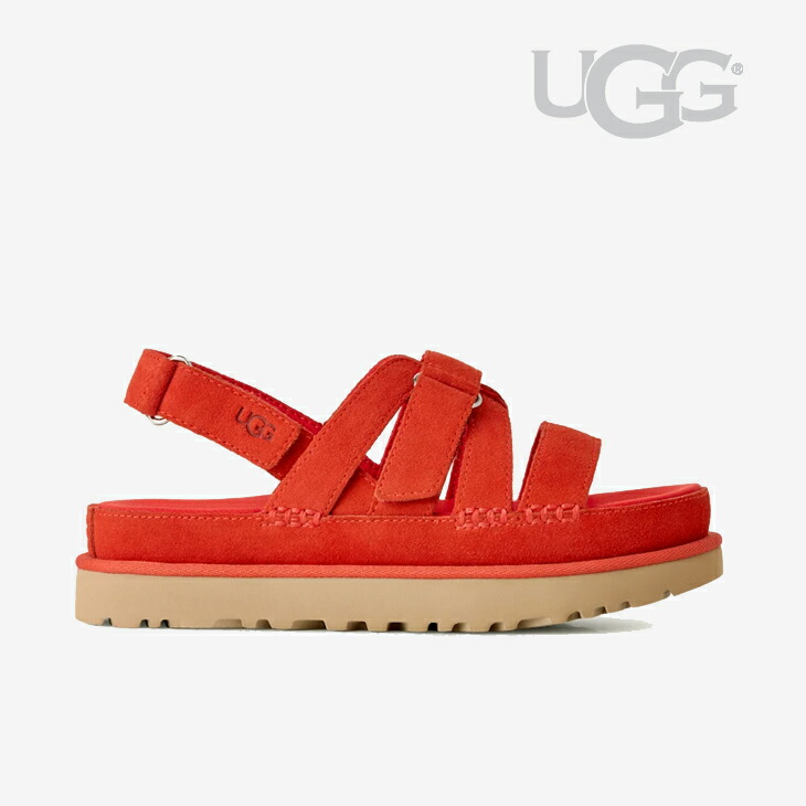 ・UGG｜W Goldenstar Gleam Cross Strap Suede Platform/ アグ/ゴールデンはやりっ子 グリーム 差し交わす 同盟罷業一回り スエードクロス プラットホーム/レッドペッパー #
