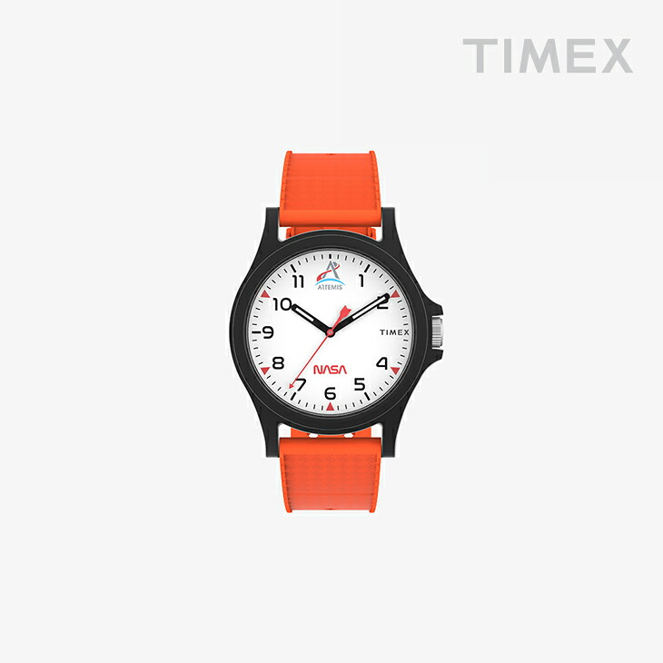 ・TIMEX｜ｘNasa Artemis Collection White Dial Rasin Case Silicone Band 30m WR/ タイメックス/ナサ アルテミス コレクション ホワイト ダイアル レジン ケース シリコン バンド/オレンジ #｜GO ON