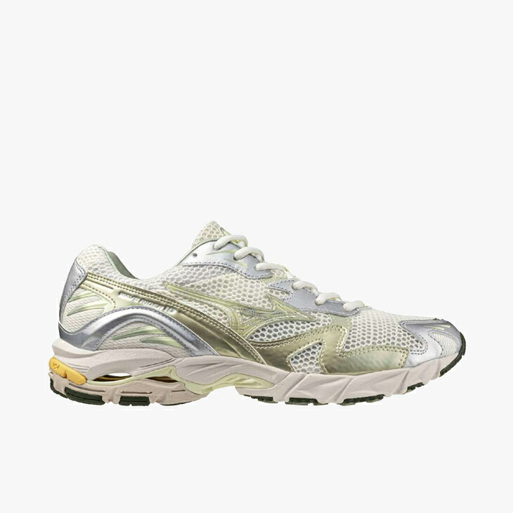 ＊MIZUNO｜Wave Rider 10 Silver Leather/ ミズノ/ウェーブ ライダー シルバー レザー/オフホワイトｘライトグリーン #｜GO ON