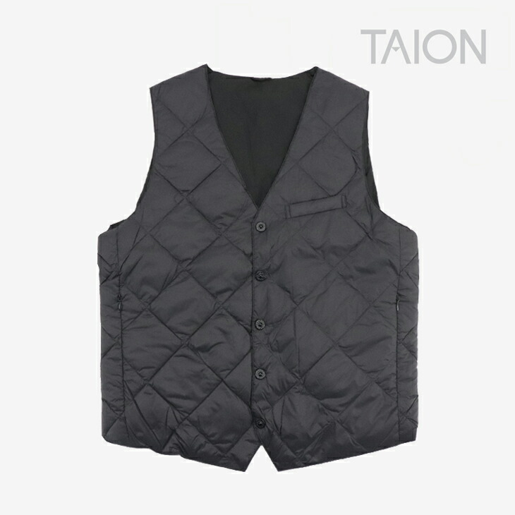 ・TAION｜City Reversible Single Button Down Gilet/ タイオン/シティ リバーシブル シングル ボタン ダウン ジレ/ダークチャコール #