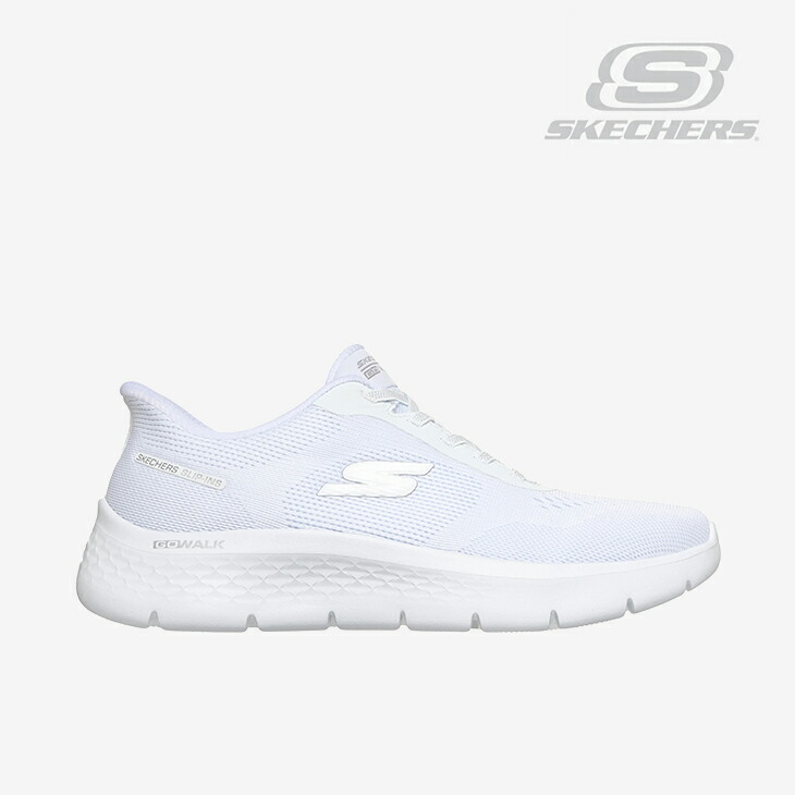 ・SKECHERS｜W Slip-Ins Go Walk Flex Azriel Wide Fit/ スケッチャーズ/スリップインズ ゴーウォーク フレックス アズリエル 広広とした 填まる/白いことｘしろがね色 #