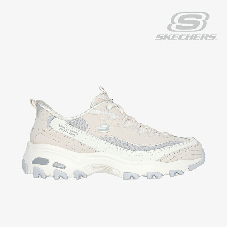 ・SKECHERS｜W Slip-Ins D Lites Smooth Nostalgia/ スケッチャーズ/スリップインズ ディーライツ スムース ノスタルジア/ナチュラルｘグレー #