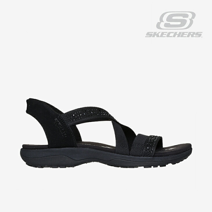 ・SKECHERS｜W Slip-Ins Reggae Slim Summer Sparkle Sandal/ スケッチャーズ/スリップインズ レゲエ か細い 炎節 スパークル サンダル/黒いこと #