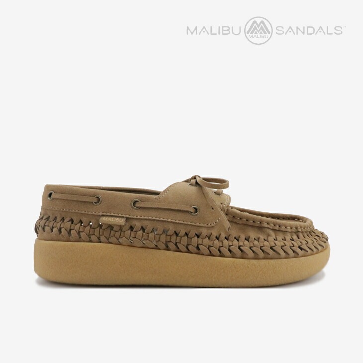 ・MALIBU SANDALS｜Skipper Boat Shoe Vegan Leather/ マリブ サンダルズ/旗がしら 短艇 シュー ヴィーガン なめし革/コヨテｘタン #