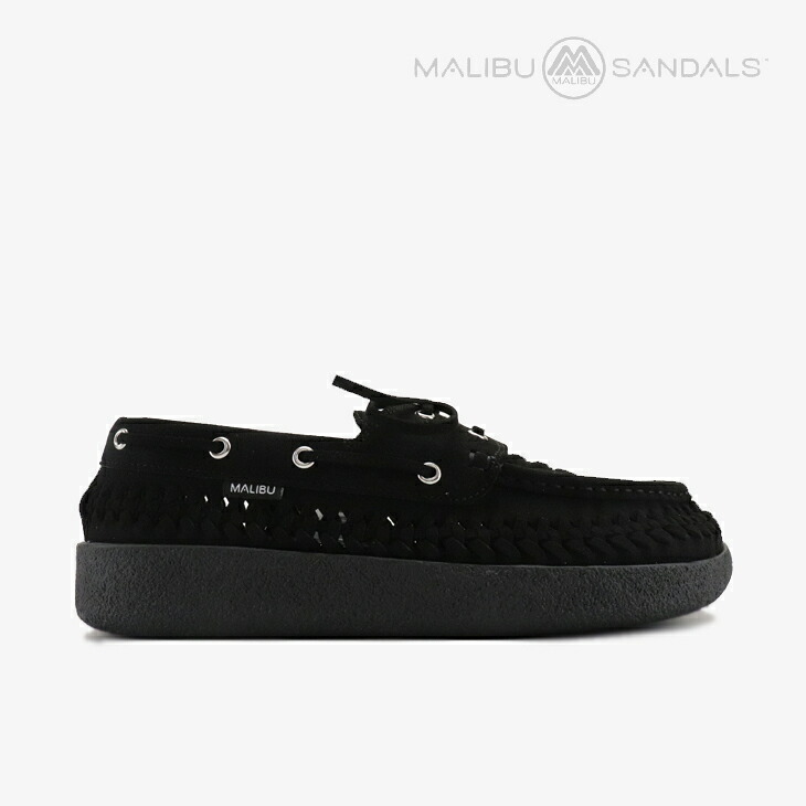 ・MALIBU SANDALS|Skipper Boat Shoe Vegan Leather/ マリブ サンダルズ/スキッパー ボート シュー ヴィーガン レザー/ブラック #|GO ON