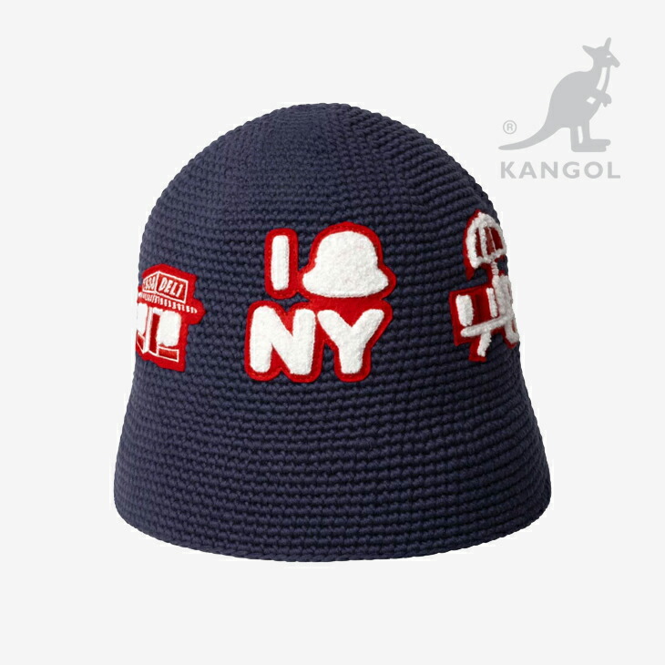 ・KANGOL｜Crochet New York Casual Knit Hat/ カン行き先/クロシェ ニューヨーク州 心地よい 編み物 かぶり笠/暗然たる青碧 #