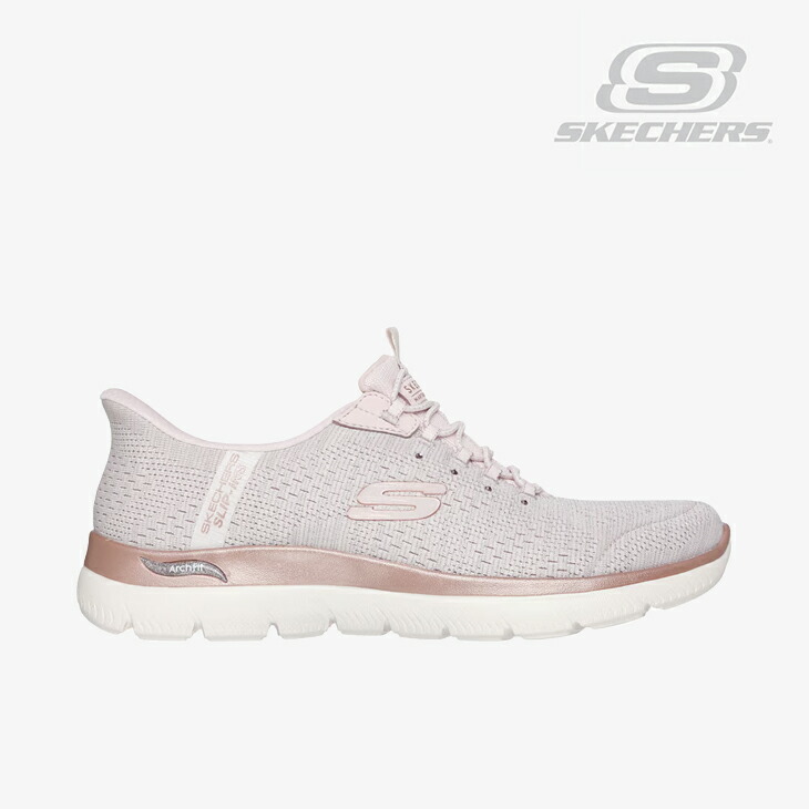・SKECHERS｜W ｘMartha Stewart Slip-Ins Archfit Summits Soft Shimmer/ スケッチャーズ/マーサ スチュワート スリップインズ アーチ形相応う サミッツ ホンブルグ帽 シマー/点火装置さくら色 #