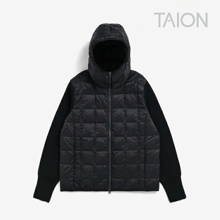 12/14まで限定値下げ：TAION ニットスリーブ ダウンジャケット ブラック TAION＞ニット スリーブ ダウンジャケット（ダウンジャケット/コート