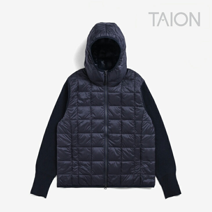 楽天市場】・TAION｜Basic Hooded Knit Sleeve W-Zip Down