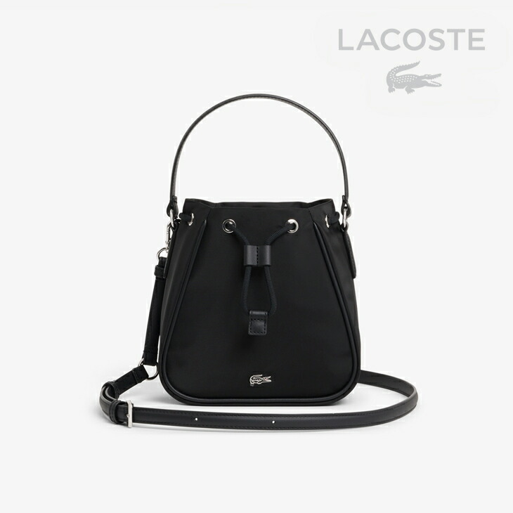 ・LACOSTE｜W Day In L Bucket Bag Small Nylon Crossbody/ ラコステ/恒星日 はたご屋 L 井戸釣瓶 御徒面子 スモール ナイロン はりつけ台上半身/黒いこと #