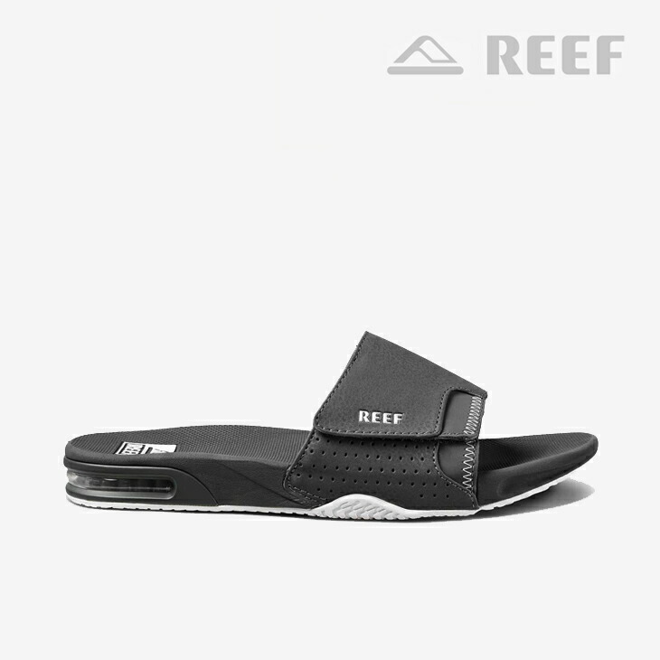 ・REEF｜Fanning Slide Heel Airbag Sandal Bottle Opener/ 岩礁/ファニング 横すべり 踵 エアバッグ サンダル 壜 手始め/影ぼうし # シャドー