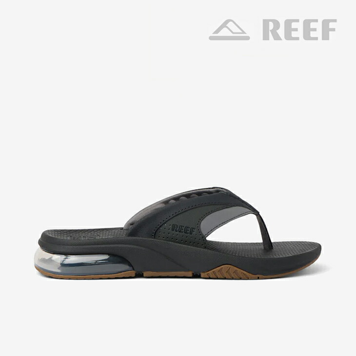 ・REEF｜Fanning Slide Heel Airbag Sandal Bottle Opener/ 岩礁/ファニング 横すべり 踵 エアバッグ サンダル 壜 手始め/黒いことｘチュインガム # ブラックｘガム