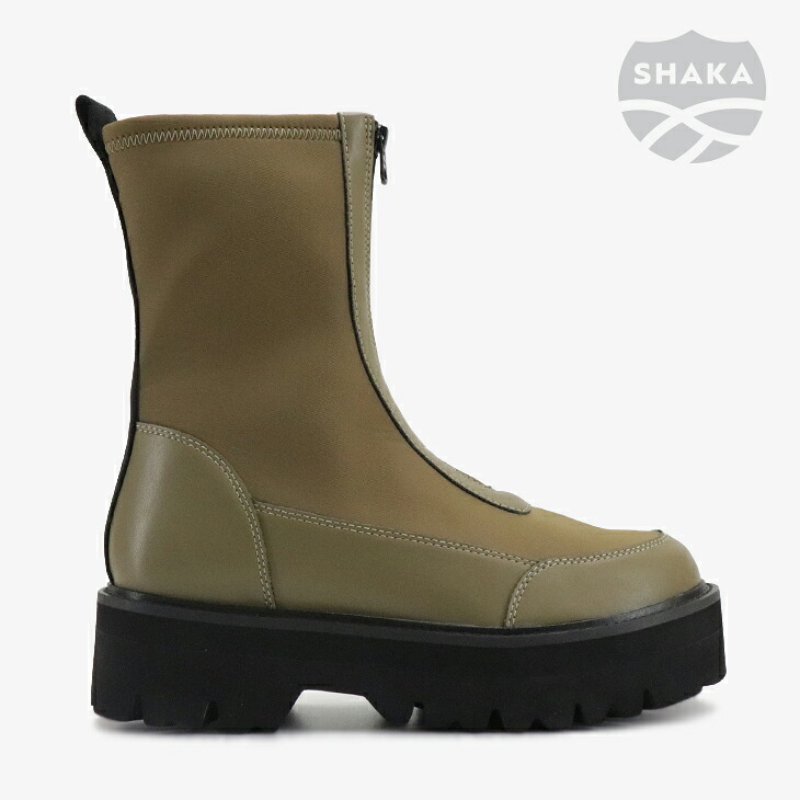 ・SHAKA｜W Zip Thick Tank Bootie Platform/ シャカ/ジップ シック タンク ブーティー プラットフォーム/ブラウンｘアーミー #