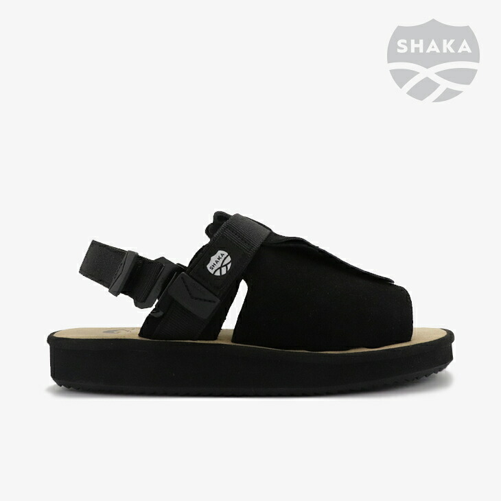 ・SHAKA|Open Toe Mule Kilt Suede Sandal/ シャカ/オープン トゥ ミュール キルト スエード サンダル/ブラック #|GO ON