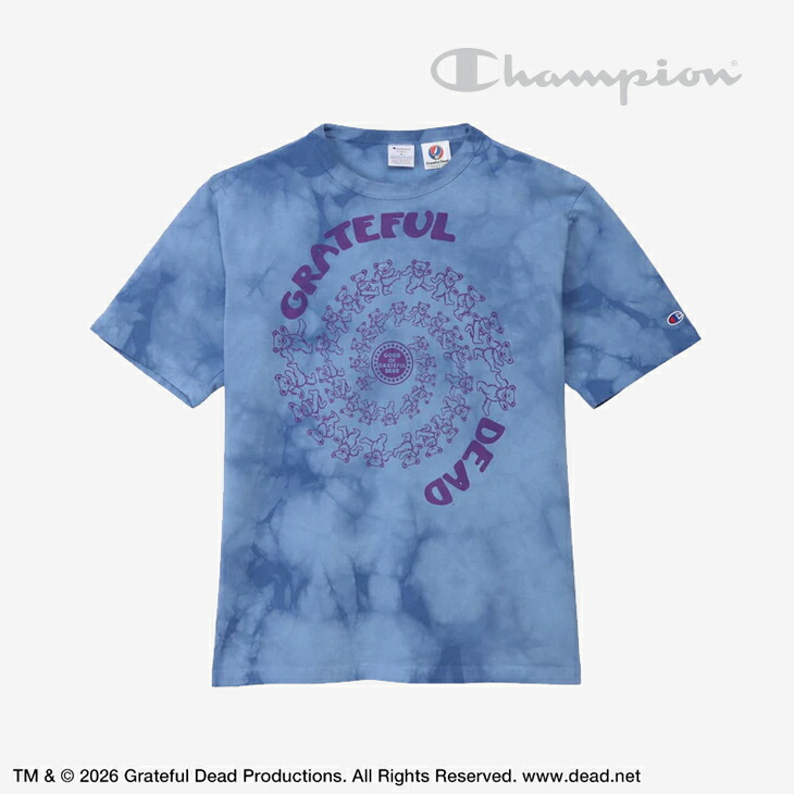 ・CHAMPION｜ｘGrateful Dead USA Made T1011 Short Sleeve T-Shirt Tie-Dye/ はやりっ子/グレイトフル・デッド 亜米利加 御手伝いさん ティーテンイレブン 遊撃手捩り プルオーバー タイダイ/ライ #
