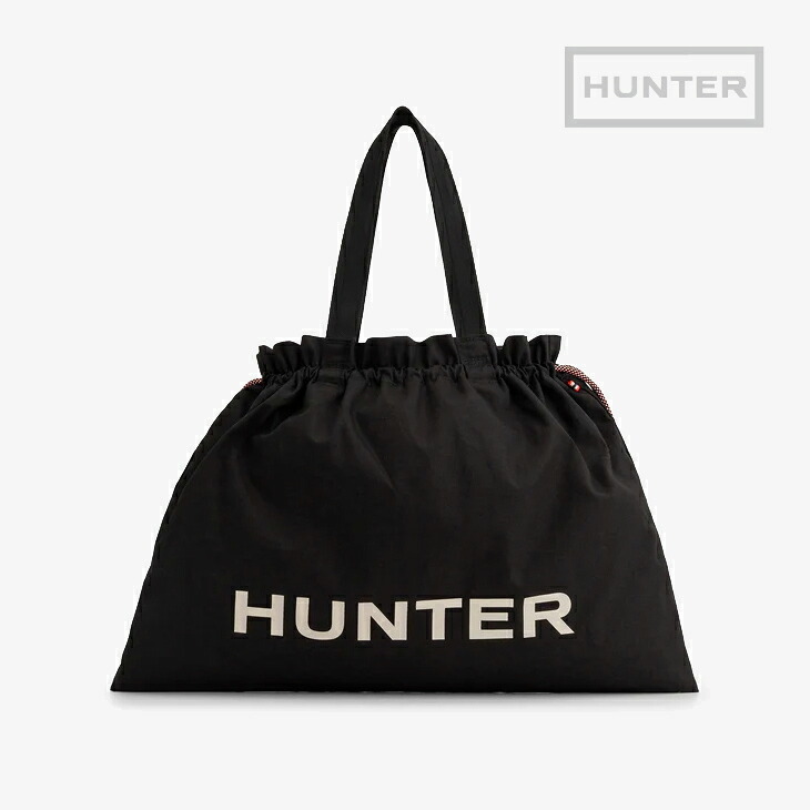 ・HUNTER｜Easy Canvas Drawstring Tote Bag/ ハンター/イージー キャンバス ドローストリング トート バッグ/ブラック #｜GO ON