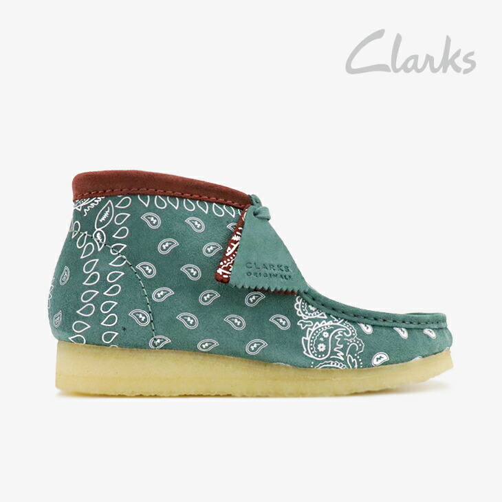美品⭐️クラークス　ワラビー　ペイズリー　26cn 水色 美品⭐️クラークス ワラビー ペイズリー 26cn 水色
