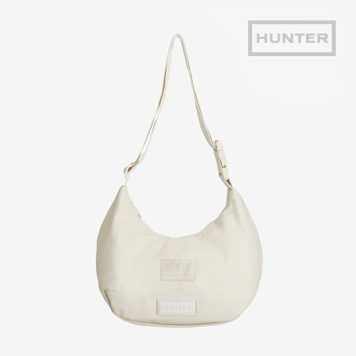 ：HUNTER｜Nylon Midi Hobo Born In Scotland Shoulder/ ハンター/ナイロン ミディ ホーボー ボーン イン スコットランド ショルダー/ソフトサンドｘシェイデッドホワイト #