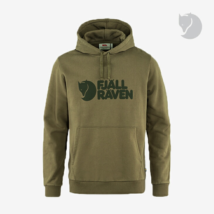 ・FJALLRAVEN｜Logo Hoodie/ フェールラーベン/ロゴタイプ フーディー/ともし火オリーブ #