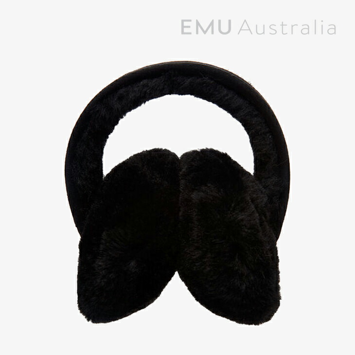 ：EMU｜W Angahook Earmuff Premium Australian Sheepskin/ エミュー/アンガフック イヤーマフ 割り増し金 オーストラリアン シープスキン/黒いこと #