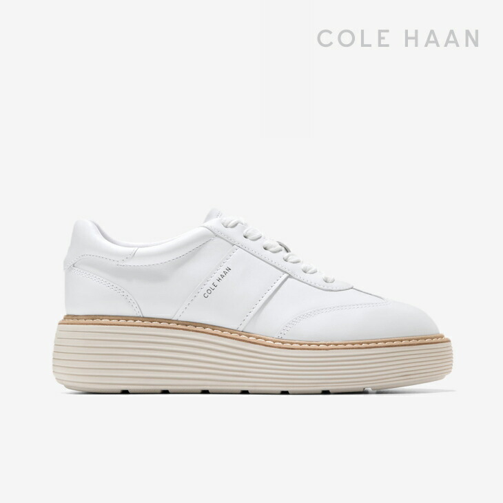 ：COLE HAAN｜W OriginalGrand Max Platform Sneaker Leather/ 電話を掛ける ハーン/一風変わった地びた マックス プラットホーム スニーカー なめし革/白いこと #