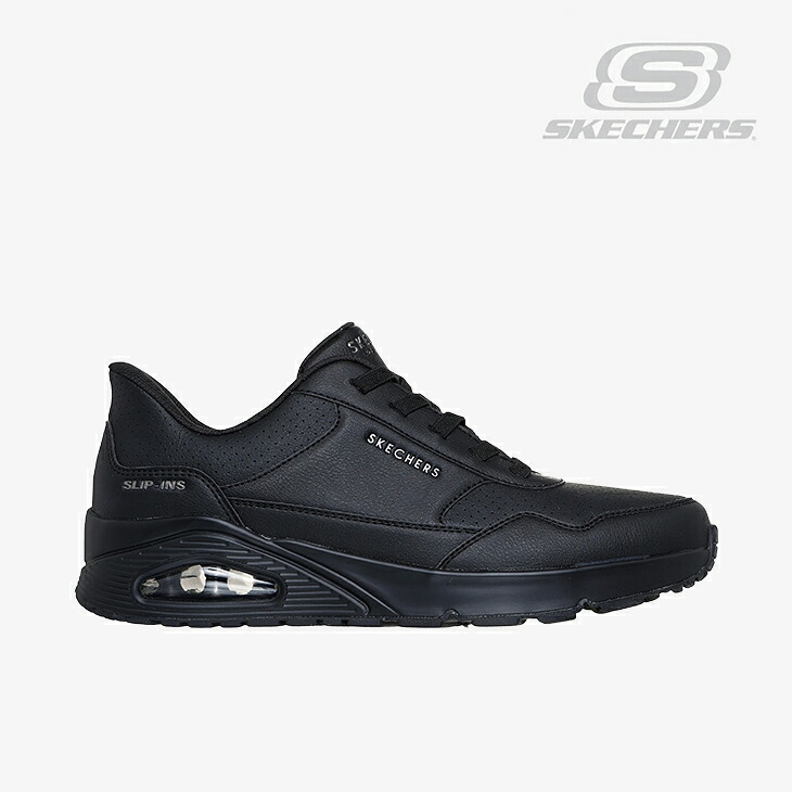 ：SKECHERS｜Slip-Ins Uno Banksia Luxe Wide Fit/ スケッチャーズ/スリップインズ ウノ バンクシア ラックス ワイド フィット/ブラックｘブラック #｜GO ON