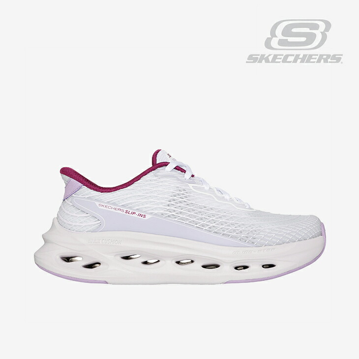 ：SKECHERS｜W Slip-Ins Performance Max Cushioning Glide-Step Sapphire/ スケッチャーズ/スリップインズ マックス クッショニング グライドステップ サファイア/ホワイトｘラベンダー #