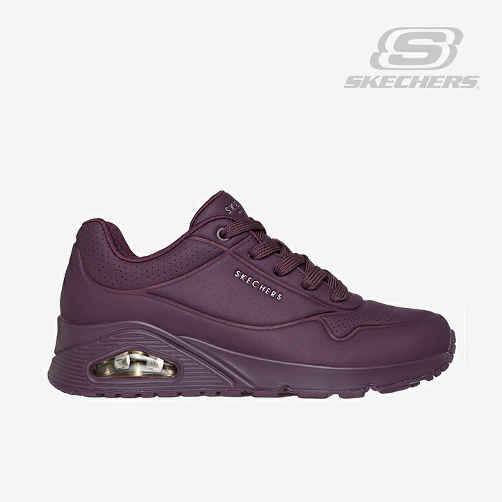 ：SKECHERS｜W Uno Stand On Air Wide Fit/ スケッチャーズ/ウノ 照明ランプ オン エア湖 下がきエア湖 広々とした相応う/ぶどう酒 #