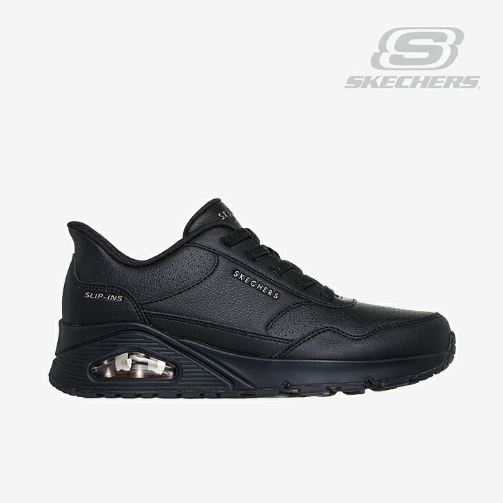 ：SKECHERS｜W Slip-Ins Uno Banksia Luxe Wide Fit/ スケッチャーズ/スリップインズ ウノ バンクシア ラックス 広広とした 填まる/黒いことｘ黒いこと #